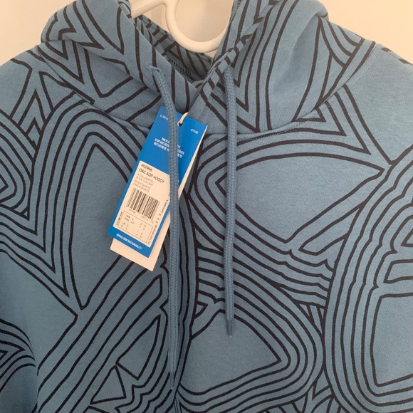 Adidas Originals Blue Athletic Club Allover Print Hoodie - Picture 3 of 3